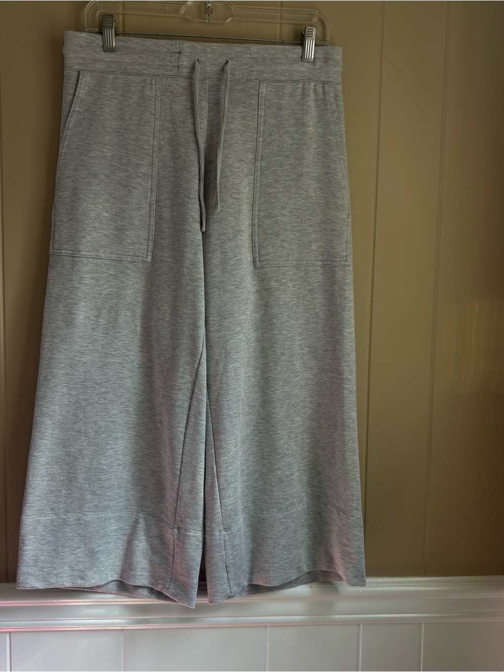 Light Gray Kids' Wide-Leg Sweatpants with Drawstring